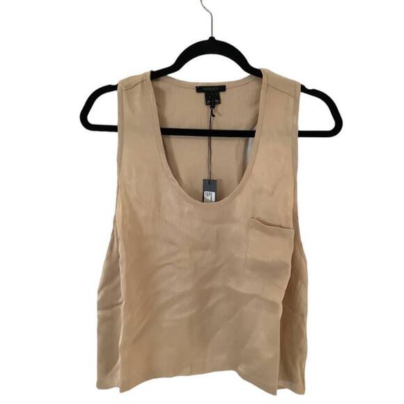 Bobi Beige Women Cropped Woven Satin Tank Size Large - Picture 4 of 13